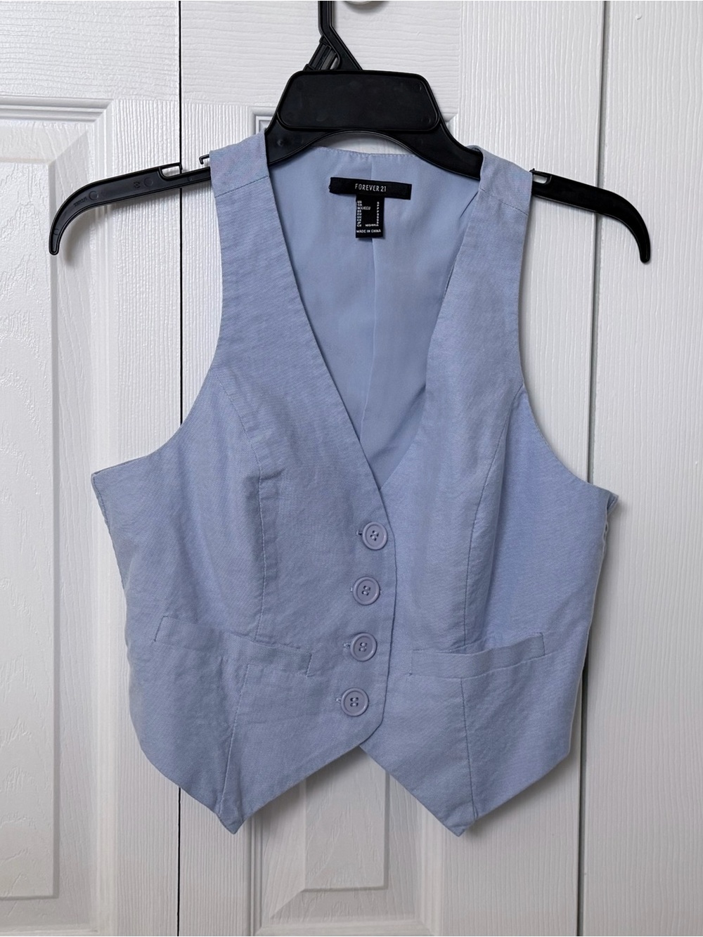 Forever 21 Light Blue Women's Button Vest